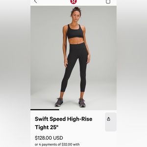 Lululemon Swift Speed High Rise Tights 25” size 6; 1-Black; 1-Olive; set of 2